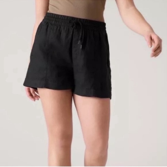 Athleta retreat linen short mid rise Black Large - Picture 2 of 11